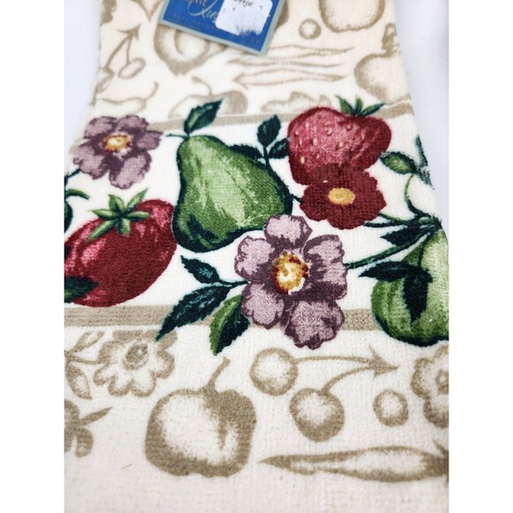 NWT Vintage Cecil Saydah Kitchen Towels Purple Flower Fruit Theme Pear Tomato - Picture 3 of 5